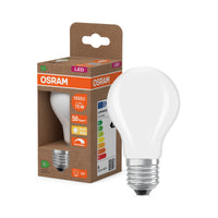 OSRAM LED CLASSIC A ENERGY EFFICIENCY B DIM in A-Form, LED-Lampe, Bleifreies Glas, Matt, 5,7 W, (ex 75 W), 1055 lm, Warmweiß, 2700 K, Dimmbar, 50000 h, CRI 80