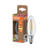 OSRAM LED CLASSIC B ENERGY EFFICIENCY C DIM in B-Form, LED-Lampe, Bleifreies Glas, Klar, 2,9 W, (ex 40 W), 470 lm, Warmweiß, 2700 K, Dimmbar, 50000 h, CRI 80