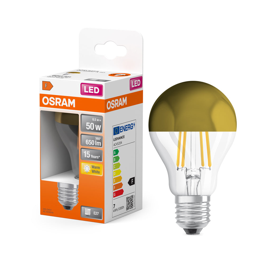 OSRAM LED Lampe LED Retrofit CLASSIC A Mirror 6.5W 827 Clear E27, 650 lm, 2700 K, Warmweiß-LEDVANCE Shop