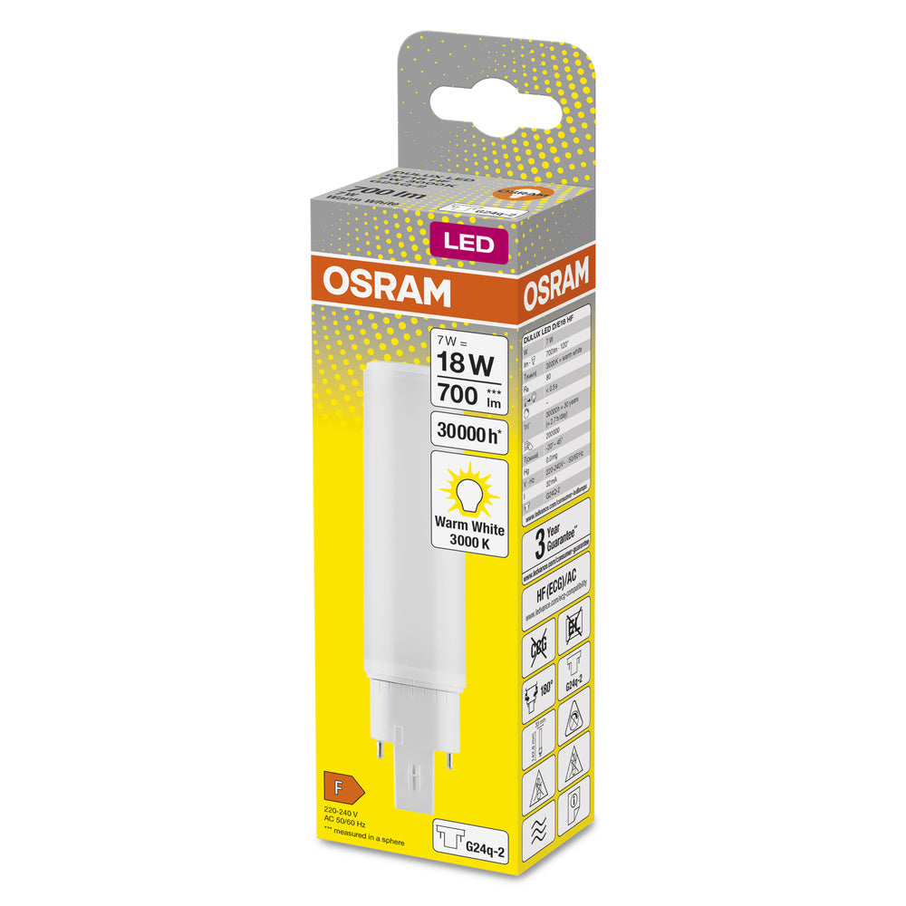 OSRAM DULUX LED D/E HF & AC MAINS LED Lampe 7W 830 G24Q-2, 700 lm, 3000 K, Warmweiß-LEDVANCE Shop