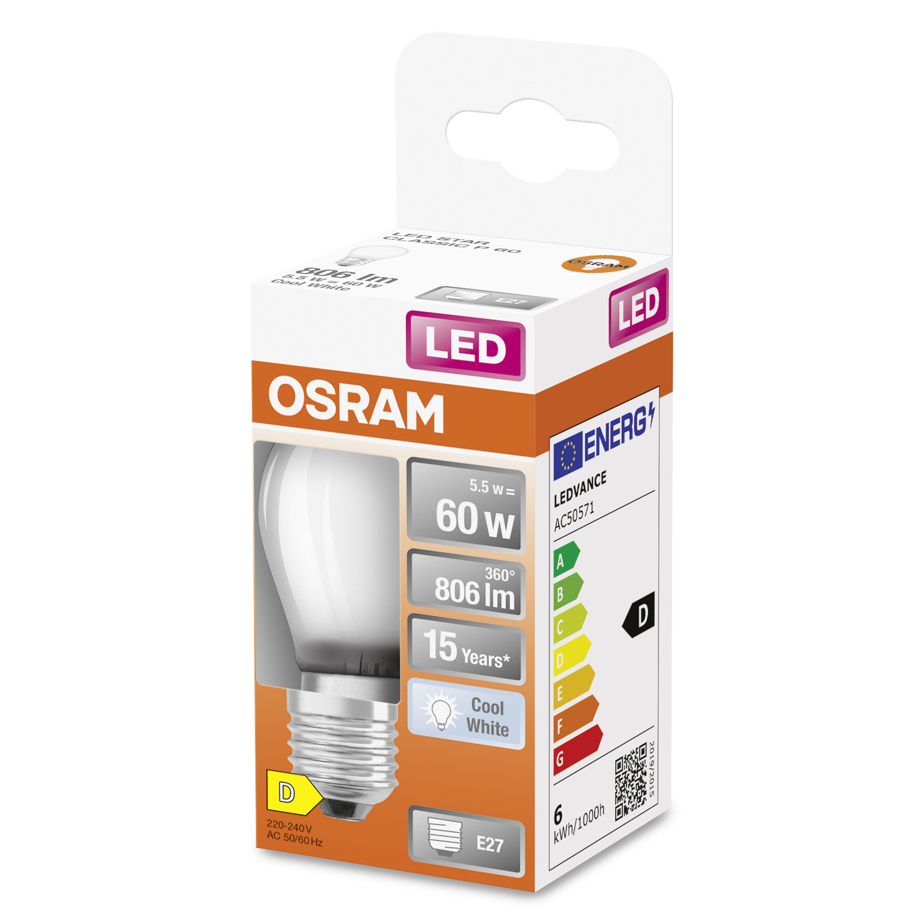 OSRAM LED Star Classic Lampe, Miniball, 5.5W, Frosted, E27 , Kaltweiß-LEDVANCE Shop