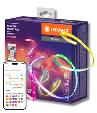 LEDVANCE SMART+ WIFI FLEX 5M LED-Streifen, weiß, 22W, 500lm, dimmbar, dynamisches Magic-RGB Lichteffekt, individuelle Lichtfarbenwahl, App-steuerbar, lange Lebensdauer, einfache Montage, IP20