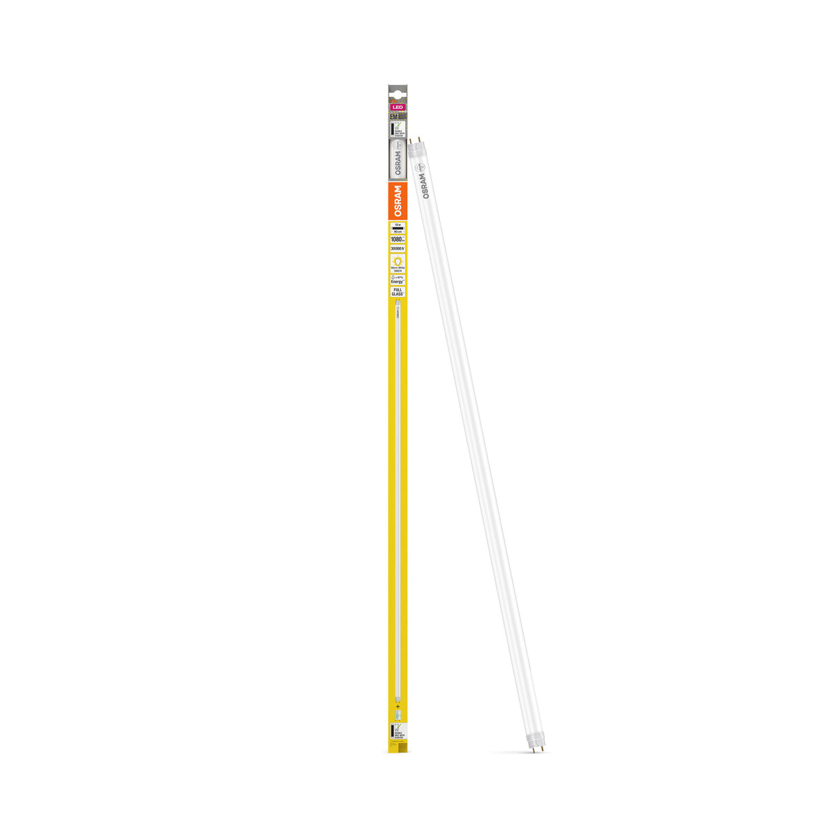 OSRAM LED TUBE T8 EM in Röhre, zweiseitig gesockelt-Form, LED-Röhre, Bleifreies Glas, Matt, 1 W, (ex 30 W), 1080 lm, Warmweiß, 3000 K, 30000 h, CRI 80