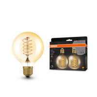 OSRAM VINTAGE 1906® LED Lampe LED CLASSIC SLIM FILAMENT Globe DIMMABLE 4.8W 822 Gold E27, 420 lm, 2200 K, Comfort warm white, 2er Pack-LEDVANCE Shop