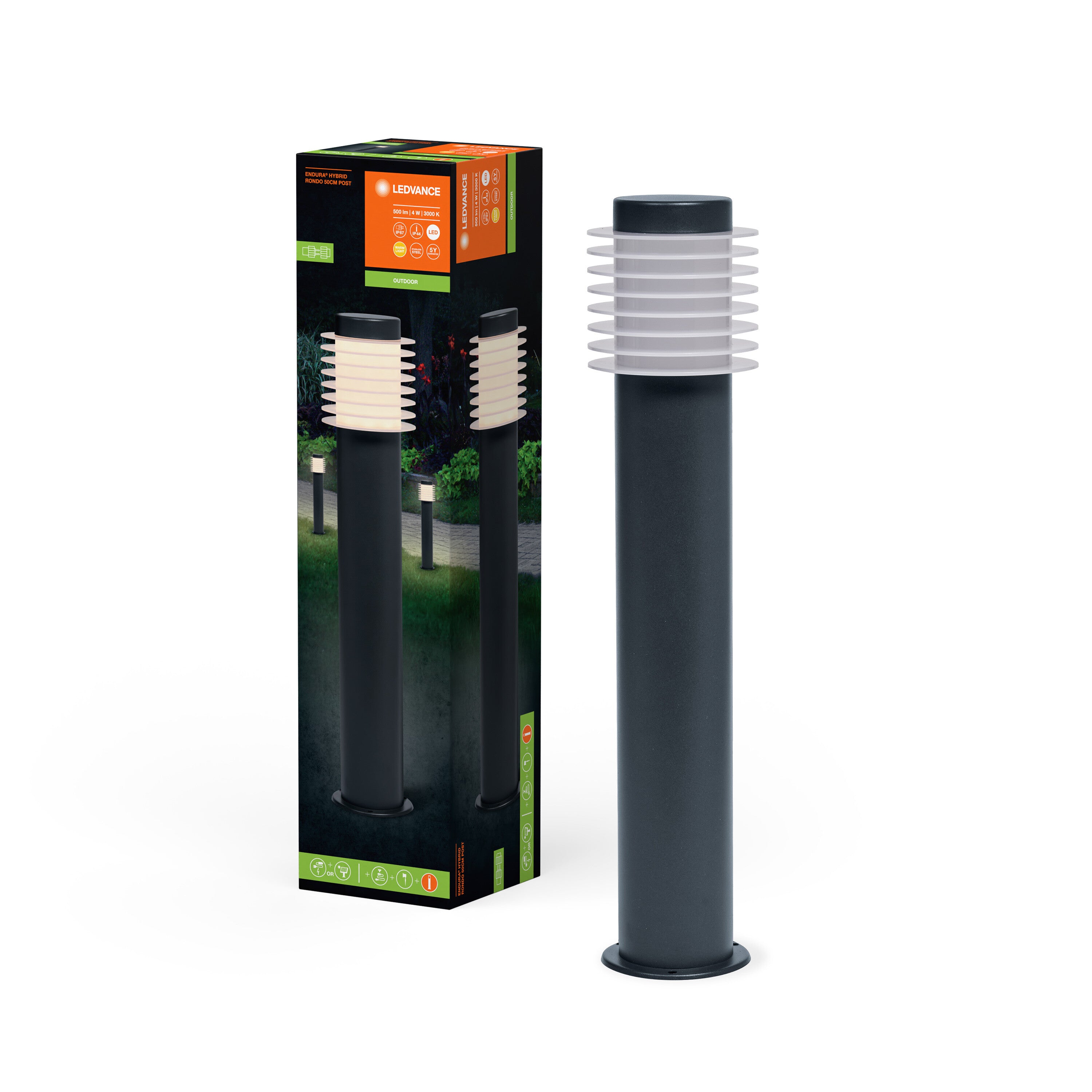 LEDVANCE ENDURA HYBRID SOLAR RONDO Pollerleuchte, 4W, 250lm-Wege- & Pollerleuchten-LEDVANCE Shop
