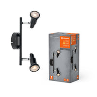 LEDVANCE LED SPOT GU10 2 x 3,4W, 460lm, schwarz, 2. 700K Farbtemperatur, warmweiße Lichtfarbe, zeitloses Design, austauschbare LED-Lampe, ideal für Innenräume, CRI 90, verstellbare Köpfe