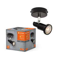 LEDVANCE LED SPOT GU10 1 x 3,4W, 230lm, schwarz, 2. 700K Farbtemperatur, warmweiße Lichtfarbe, zeitloses Design, austauschbare LED-Lampe, ideal für Innenräume, CRI 90, verstellbare Köpfe