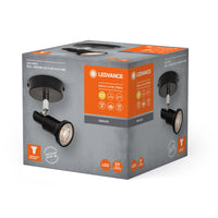LEDVANCE LED SPOT GU10 1 x 3,4W, 230lm, schwarz, 2. 700K Farbtemperatur, warmweiße Lichtfarbe, zeitloses Design, austauschbare LED-Lampe, ideal für Innenräume, CRI 90, verstellbare Köpfe