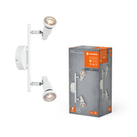 LEDVANCE LED SPOT GU10 2 x 3,4W, 460lm, weiß, 2. 700K Farbtemperatur, warmweiße Lichtfarbe, zeitloses Design, austauschbare LED-Lampe, ideal für Innenräume, CRI 90, verstellbare Köpfe