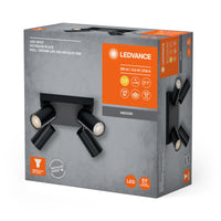 LEDVANCE LED SPOT OCTAGON PL 4 x 3,4W, GU10, 920lm, schwarz, 2. 700K Farbtemperatur, warmweiße Lichtfarbe, zeitlos, austauschbare LED-Lampe, ideal für Innenräume, CRI 90, verstellbare Köpfe, dimmbar