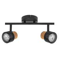 LEDVANCE DECOR SPOT CORK, 2 x 3,4W, 460lm, schwarz, Spotleuchte, verstellbare Köpfe, vielseitig anwendbar, Innenraumspot, austauschbare LED-Lampen, warmweiße Lichtfarbe, GU10