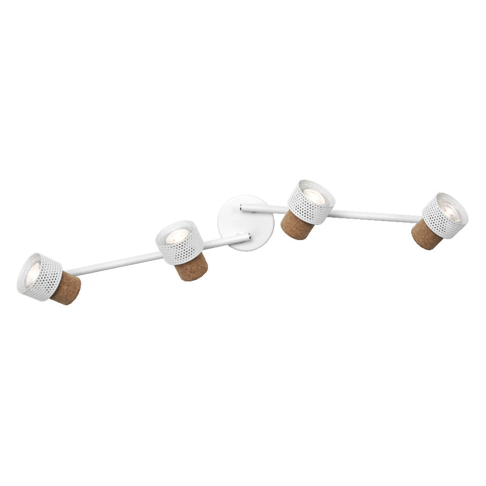 LEDVANCE DECOR SPOT CORK, 4 x 3,4W, 920lm, weiß, Spotleuchte, verstellbare Köpfe, vielseitig anwendbar, Innenraumspot, austauschbare LED-Lampen, dimmbar, warmweiße Lichtfarbe, GU10