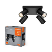 LEDVANCE LED SPOT OCTAGON PL 4 x 3,4W, GU10, 920lm, schwarz, 2. 700K Farbtemperatur, warmweiße Lichtfarbe, zeitlos, austauschbare LED-Lampe, ideal für Innenräume, CRI 90, verstellbare Köpfe, dimmbar