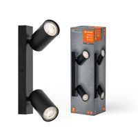 LEDVANCE LED SPOT OCTAGON 2 x 3,4W, GU10, 460lm, schwarz, 2. 700K Farbtemperatur, warmweiße Lichtfarbe, zeitloses, austauschbare LED-Lampe, ideal für Innenräume, CRI 90, verstellbare Köpfe, dimmbar