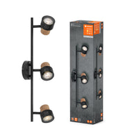 LEDVANCE DECOR SPOT CORK, 3 x 3,4W, 690lm, schwarz, Spotleuchte, verstellbare Köpfe, vielseitig anwendbar, Innenraumspot, austauschbare LED-Lampen, dimmbar, warmweiße Lichtfarbe, GU10