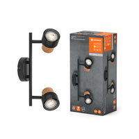 LEDVANCE DECOR SPOT CORK, 2 x 3,4W, 460lm, schwarz, Spotleuchte, verstellbare Köpfe, vielseitig anwendbar, Innenraumspot, austauschbare LED-Lampen, warmweiße Lichtfarbe, GU10
