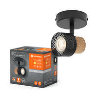 LEDVANCE DECOR SPOT CORK, 1 x 3,4W, 230lm, schwarz, Spotleuchte, verstellbare Köpfe, vielseitig anwendbar, Innenraumspot, austauschbare LED-Lampen, warmweiße Lichtfarbe, GU10