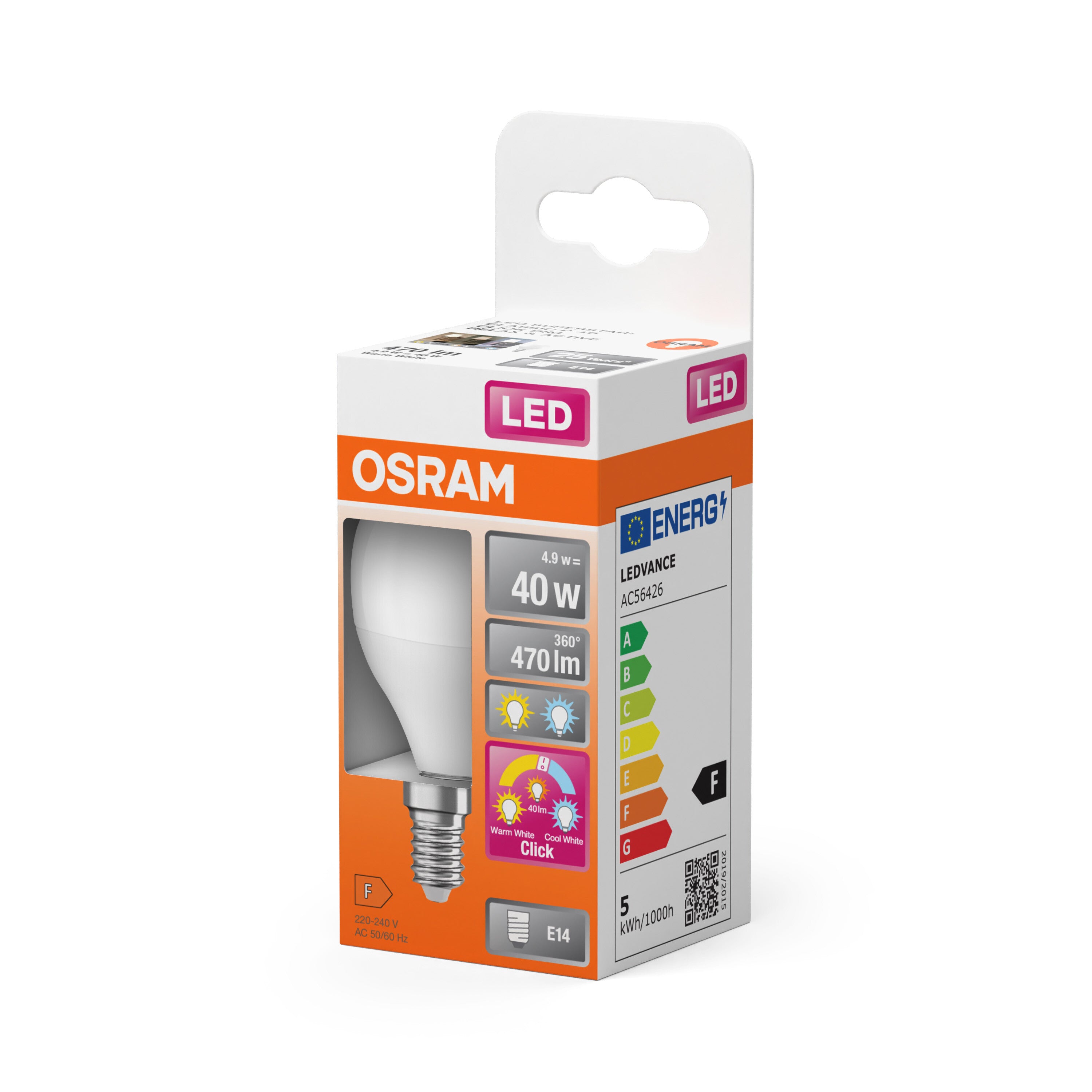OSRAM LED Superstar Classic Lampe Frosted, 3-Modi, 4.9W, E14 , Warmweiß, Kaltweiß-LEDVANCE Shop