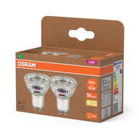 OSRAM LED LAMPS ENERGY EFFICIENCY REFLECTOR in PAR16-Form, LED-Spot, Bleifreies Glas, 2 W, (ex 50 W), 360 lm, Warmweiß, 2700 K, Energieeffizienzklasse: A, CRI 80, 2er