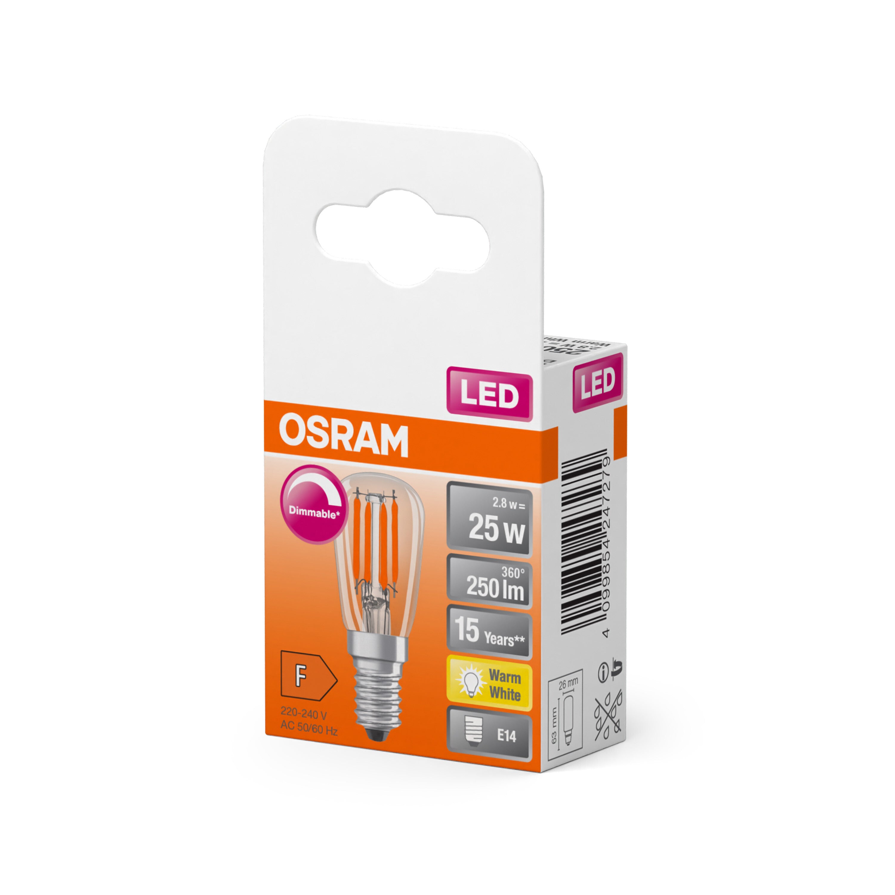 OSRAM LED Special Lampe Klar, 2.8W, 250lm, E14 , Warmweiß-LEDVANCE Shop