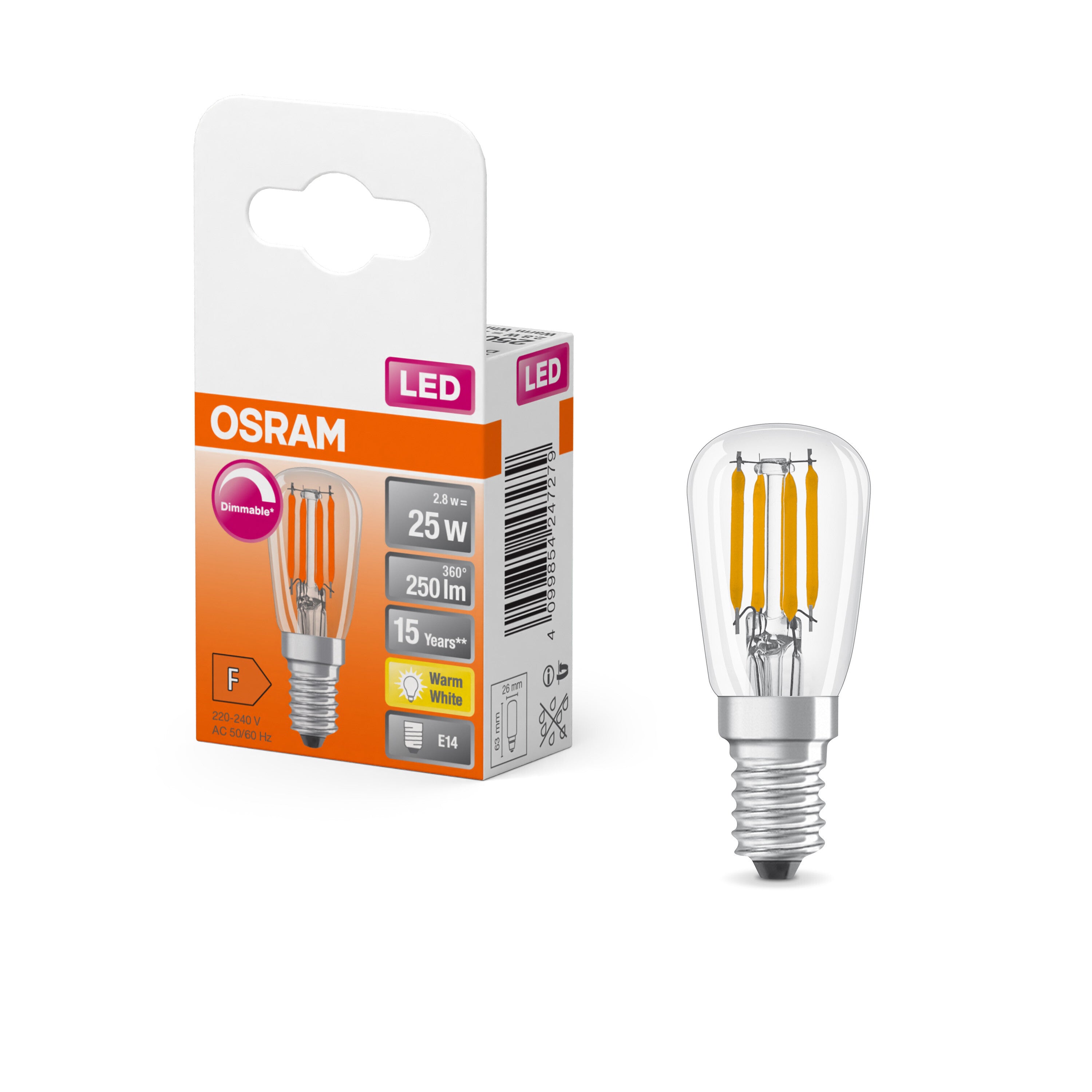 OSRAM LED Special Lampe Klar, 2.8W, 250lm, E14 , Warmweiß-LEDVANCE Shop
