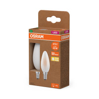 OSRAM LED CLASSIC B ENERGY EFFICIENCY A in B-Form, LED-Lampe, Bleifreies Glas, Matt, 2,2 W, (ex 40 W), 470 lm, Warmweiß, 2700 K, Energieeffizienzklasse: A, CRI 80, 2er