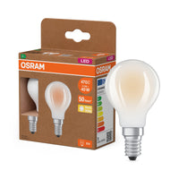 OSRAM LED CLASSIC P ENERGY EFFICIENCY A in P-Form, LED-Lampe, Bleifreies Glas, Matt, 2,2 W, (ex 40 W), 470 lm, Warmweiß, 2700 K, Energieeffizienzklasse: A, CRI 80, 2er