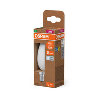 OSRAM LED CLASSIC B ENERGY EFFICIENCY A in B-Form, LED-Lampe, Bleifreies Glas, Matt, 3,8 W, (ex 60 W), 806 lm, Kaltweiß, 4000 K, Energieeffizienzklasse: A, CRI 80