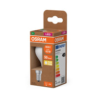 OSRAM LED CLASSIC P ENERGY EFFICIENCY A in P-Form, LED-Lampe, Bleifreies Glas, Matt, 3,8 W, (ex 60 W), 806 lm, Warmweiß, 2700 K, Energieeffizienzklasse: A, CRI 80