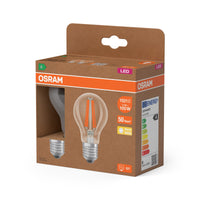 OSRAM LED LAMPS ENERGY CLASS A ENERGY EFFICIENCY FILAMENT CLASSIC A in A-Form, LED-Lampe, Bleifreies Glas, Klar, 7,2 W, 1521 lm, Warmweiß, Energieeffizienzklasse: A, 2er
