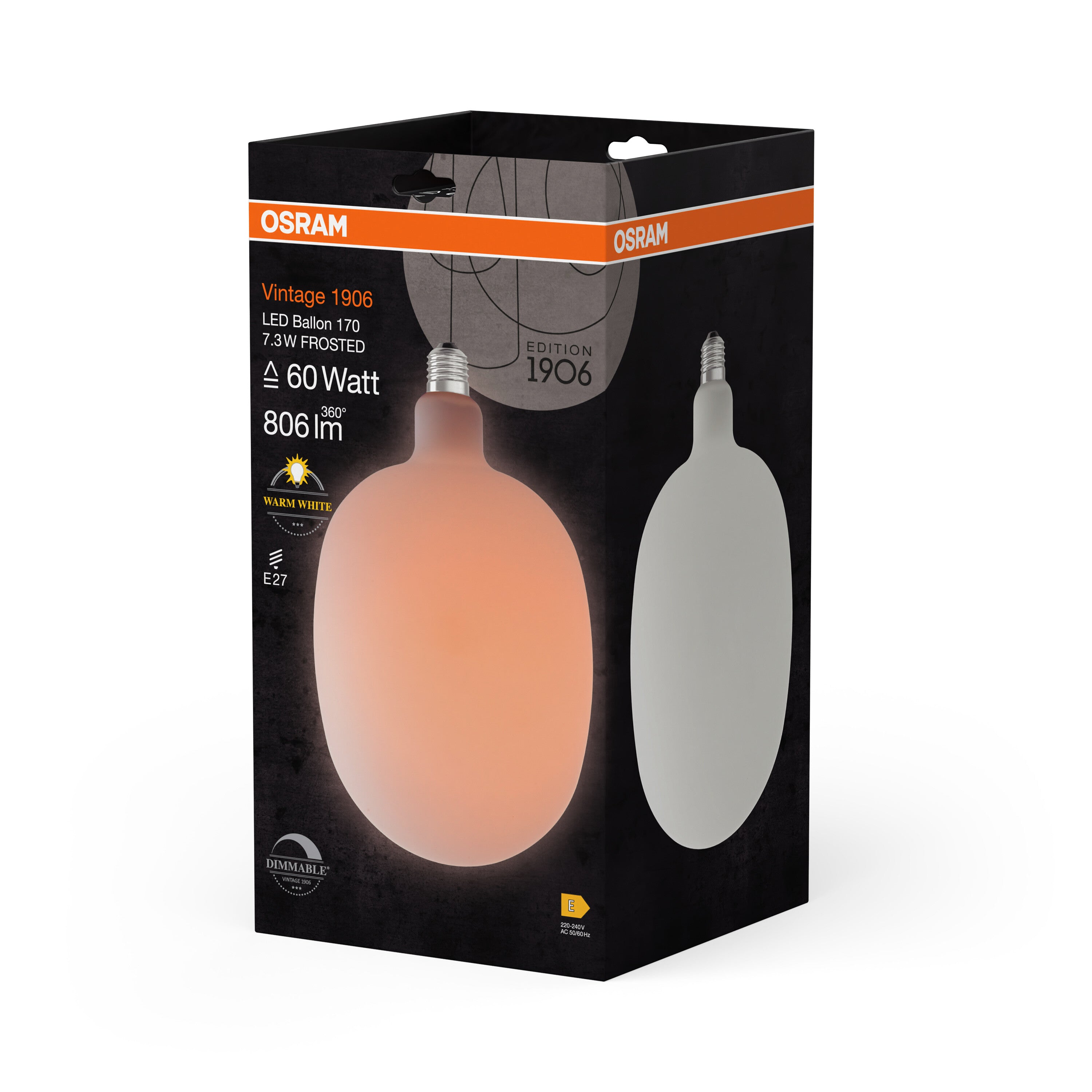 OSRAM Vintage 1906 Ballon LED-Lampe Frosted, 7.3W, E27 , Warmweiß-LEDVANCE Shop