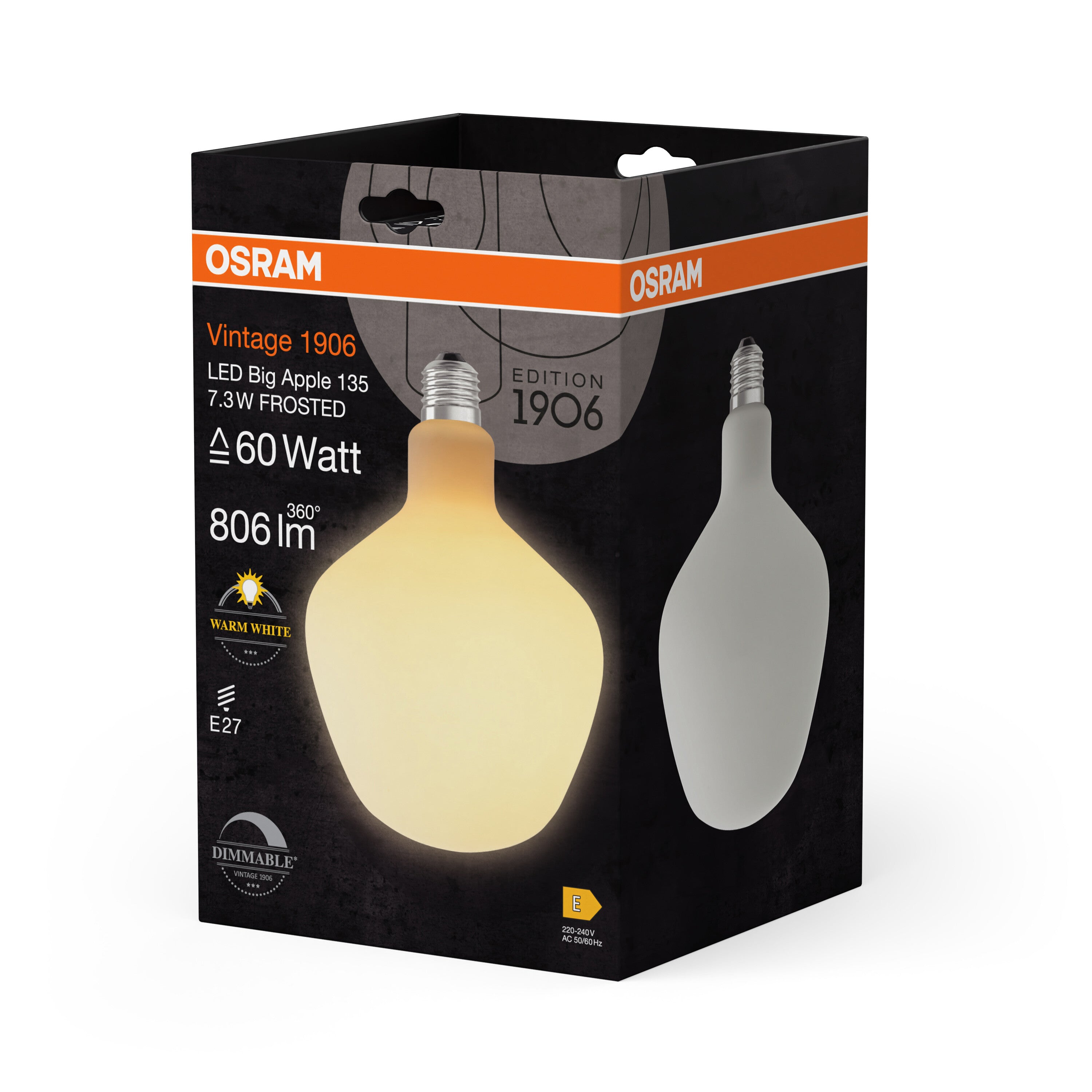 OSRAM Vintage 1906® LED BIG DECORATIVE Apple LED-Lampe Frosted, 7.3W, E27 , Warmweiß-Leuchtmittel-LEDVANCE Shop