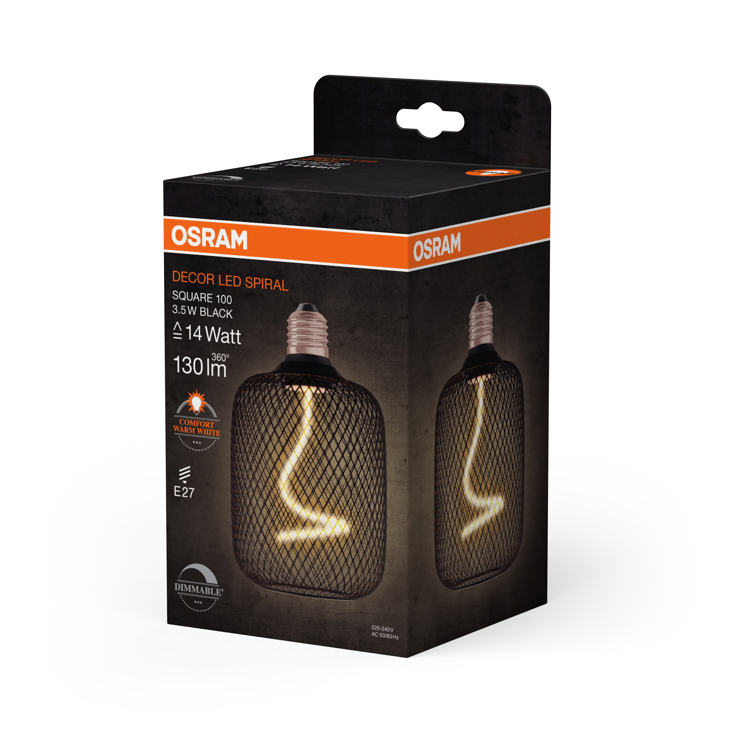 OSRAM DECOR LED Spiralfilament Lampe Quadrat, Schwarz, 3.5W, 130lm , Comfort warm white , E27-LEDVANCE Shop