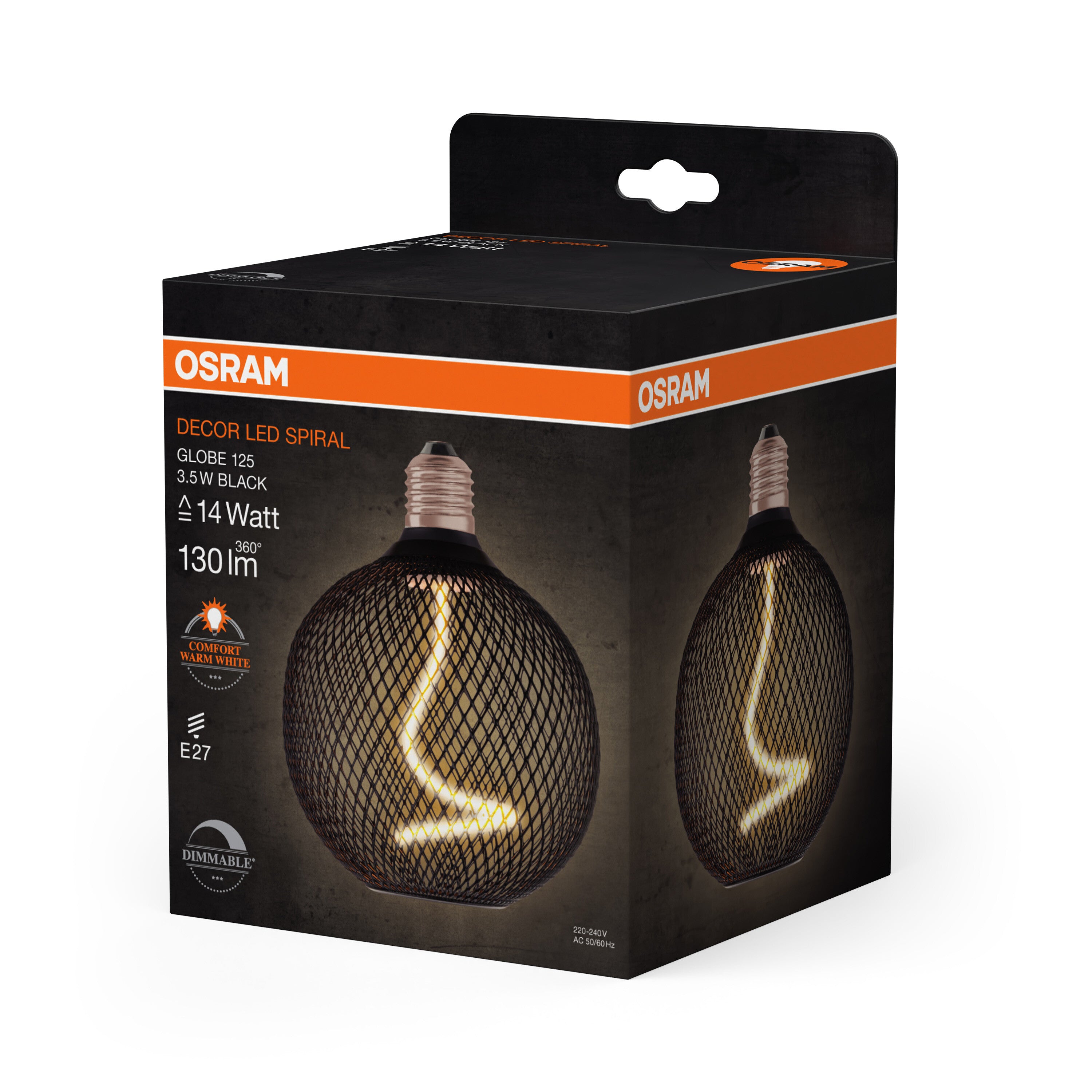 OSRAM DECOR LED Spiralfilament Lampe Globe, Schwarz, 3.5W, 130lm , Comfort warm white , E27-LEDVANCE Shop