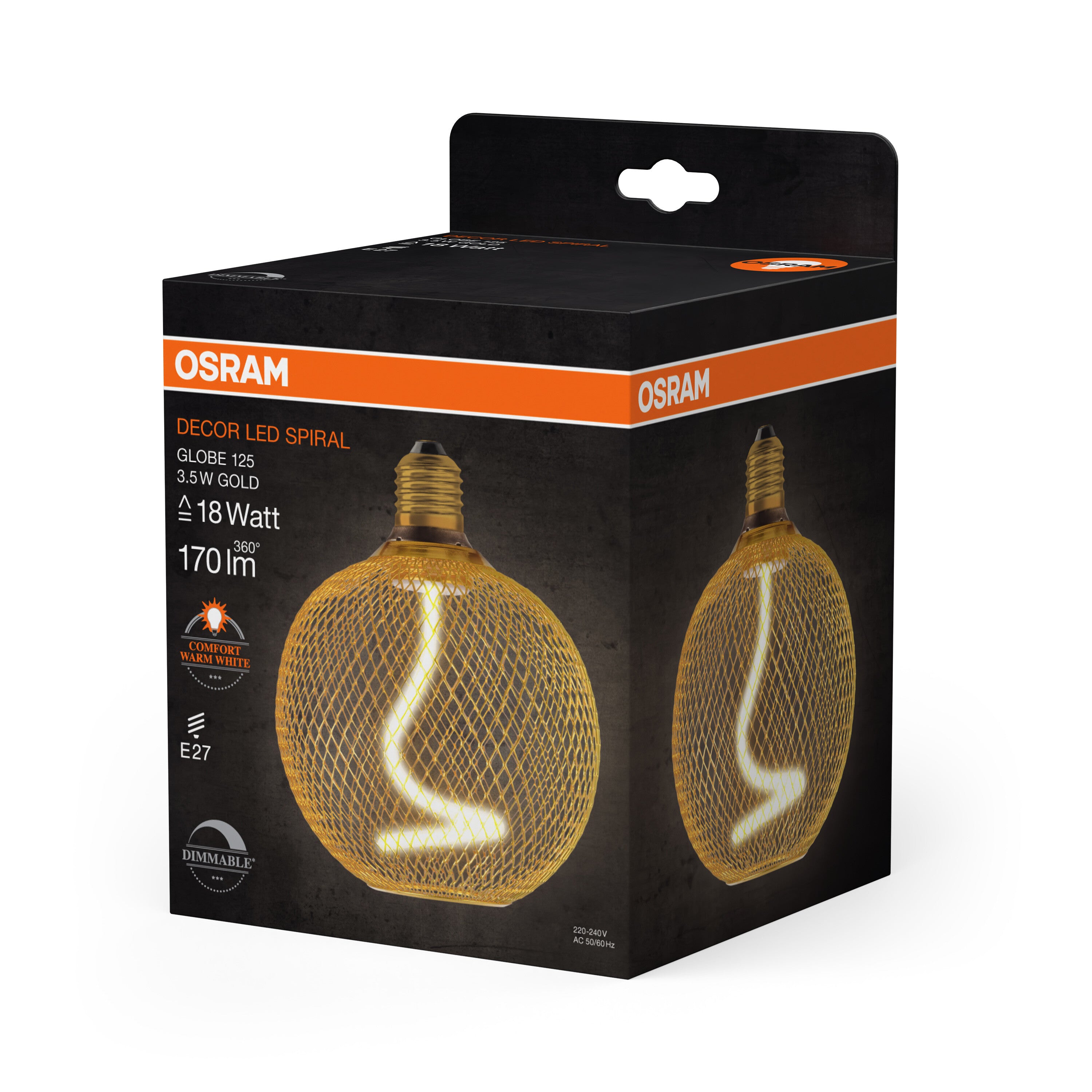 OSRAM DECOR LED Spiralfilament Lampe Globe, Gold, 3.5W, 170lm , Comfort warm white , E27-LEDVANCE Shop