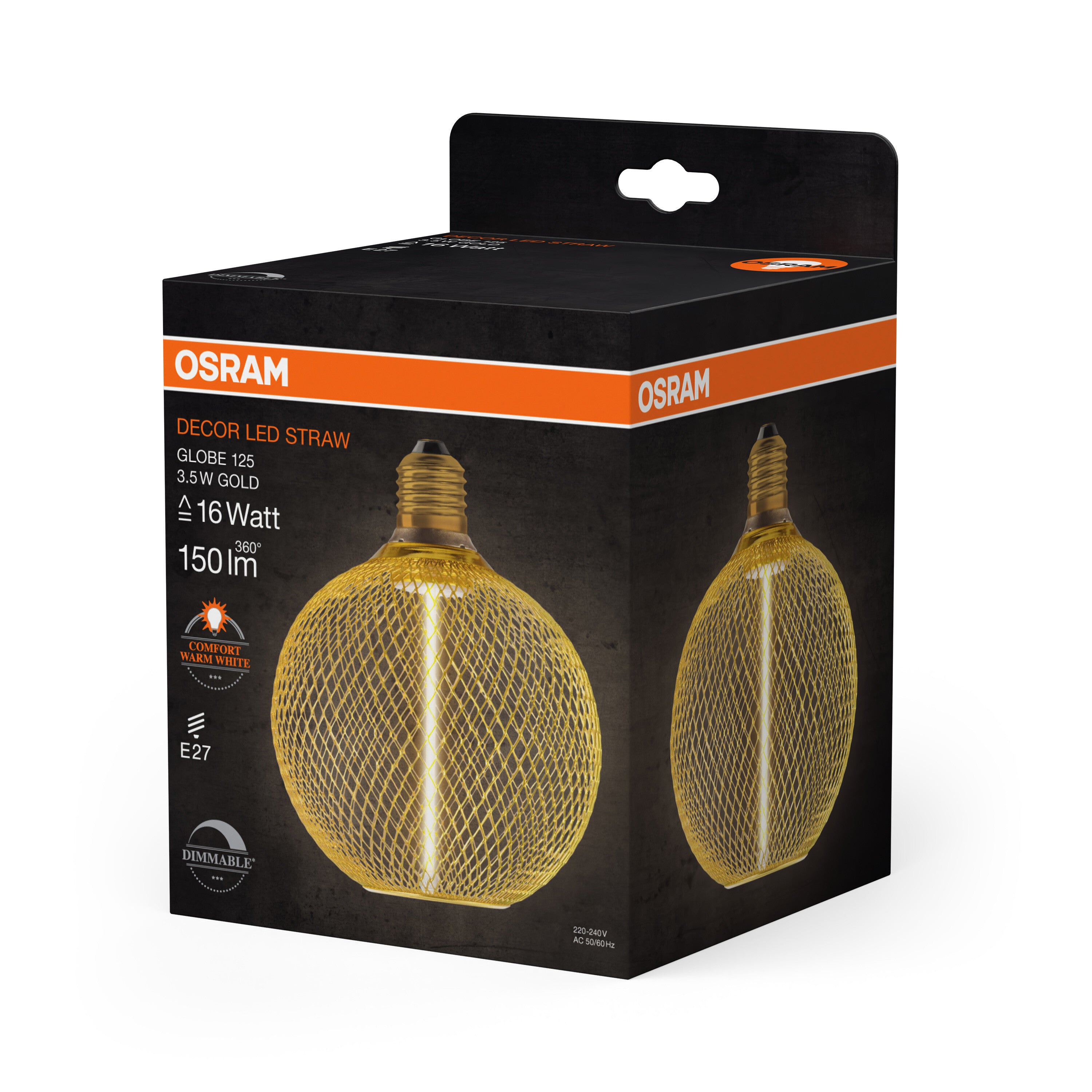 OSRAM DECOR LED Strohfilament Lampe Globe, Gold, 3.5W, 150lm , Comfort warm white , E27-LEDVANCE Shop