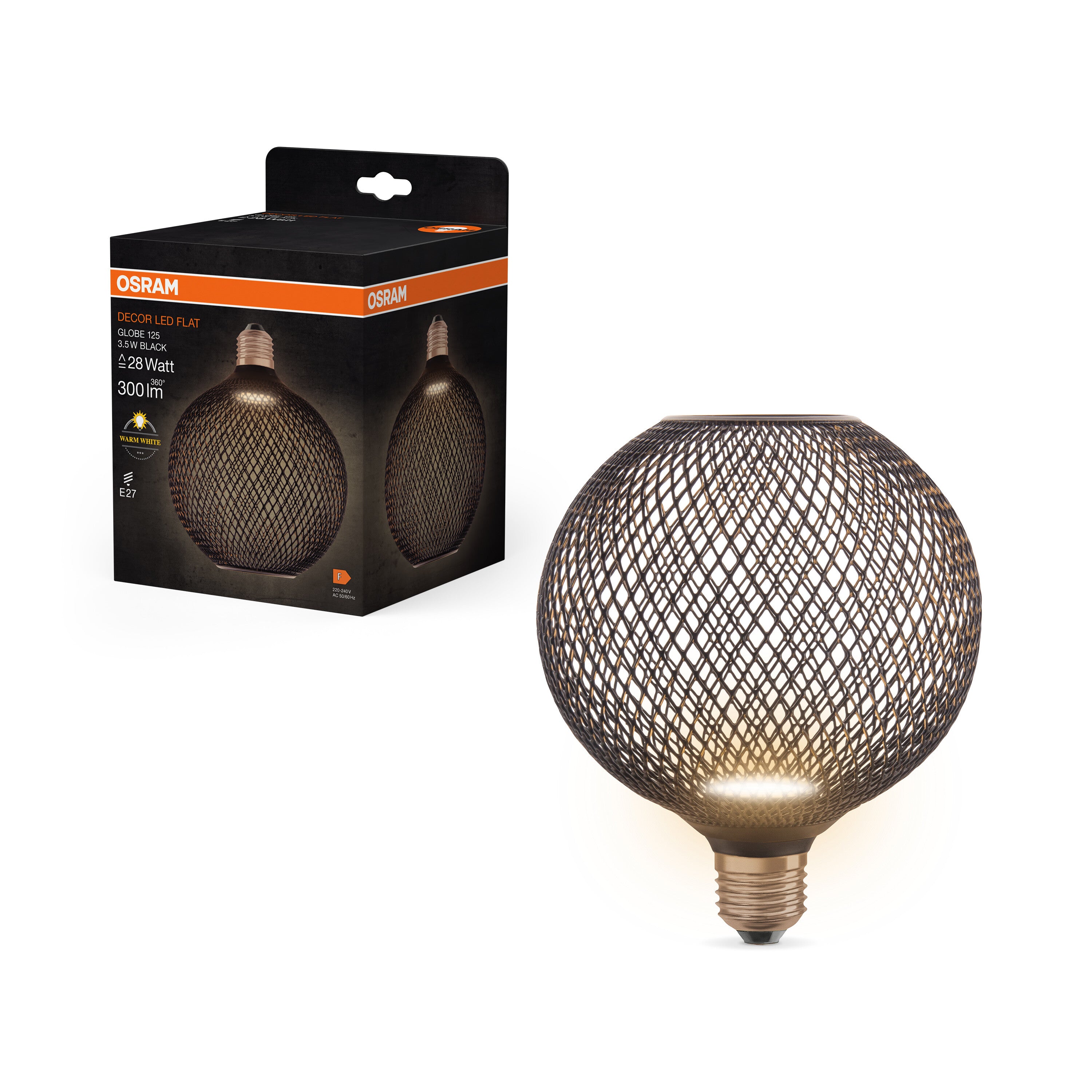 OSRAM DECOR LED Flatlampe Schwarz, 3.5W, Frosted, 125mm , Warmweiß , E27-LEDVANCE Shop