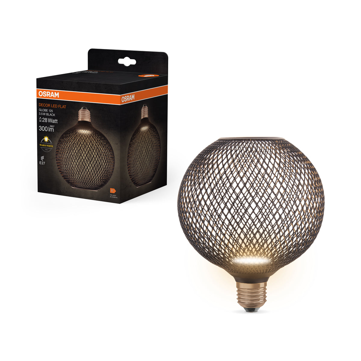 OSRAM DECOR LED Flatlampe Schwarz, 3.5W, Frosted, 125mm , Warmweiß , E27-LEDVANCE Shop
