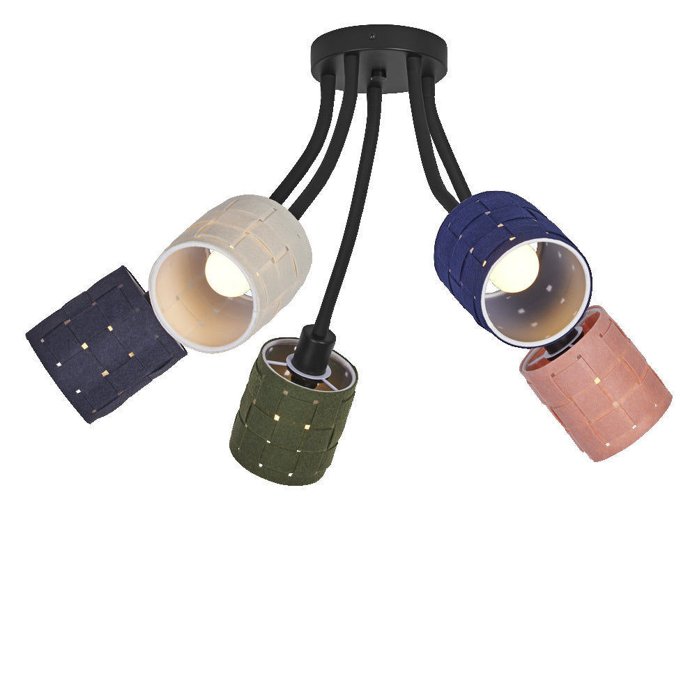LEDVANCE Deckenleuchte 5-flammig Decor Felt Weaving Cans aus Filz und Metall, E14, 630mm Länge, warme Lichteffekte durch gewebten Schirm, langlebig durch austauschbare Lichtquelle, einfache Montage