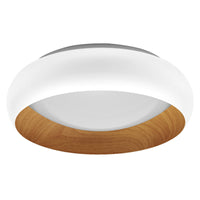 LEDVANCE ORBIS Livia LED-Deckenleuchte mit Metallring, weiß/Holzdekor, 16W, 750lm, 3000K, 300mm, 830 freundliches Warmweiß, durch Klicken in 3-Stufen dimmbar, IP20, Schrauben/Dübel inklusive