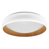 LEDVANCE ORBIS Livia LED-Deckenleuchte mit Metallring, weiß/Holzdekor, 24W, 1200lm, 3000K, 430mm, 830 freundliches Warmweiß, durch Klicken in 3-Stufen dimmbar, IP20, Schrauben/Dübel inklusive