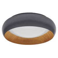 LEDVANCE ORBIS Livia LED-Deckenleuchte mit Metallring, grau/Holzdekor, 16W, 750lm, 3000K, 300mm, 830 freundliches Warmweiß, durch Klicken in 3-Stufen dimmbar, IP20, Schrauben/Dübel inklusive