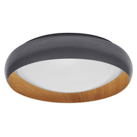 LEDVANCE ORBIS Livia LED-Deckenleuchte mit Metallring, grau/Holzdekor, 24W, 1200lm, 3000K, 430mm, 830 freundliches Warmweiß, durch Klicken in 3-Stufen dimmbar, IP20, Schrauben/Dübel inklusive