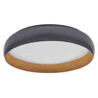 LEDVANCE ORBIS Livia LED-Deckenleuchte mit Metallring, grau/Holzdekor, 36W, 2000lm, 3000K, 520mm, 830 freundliches Warmweiß, durch Klicken in 3-Stufen dimmbar, IP20, Schrauben/Dübel inklusive