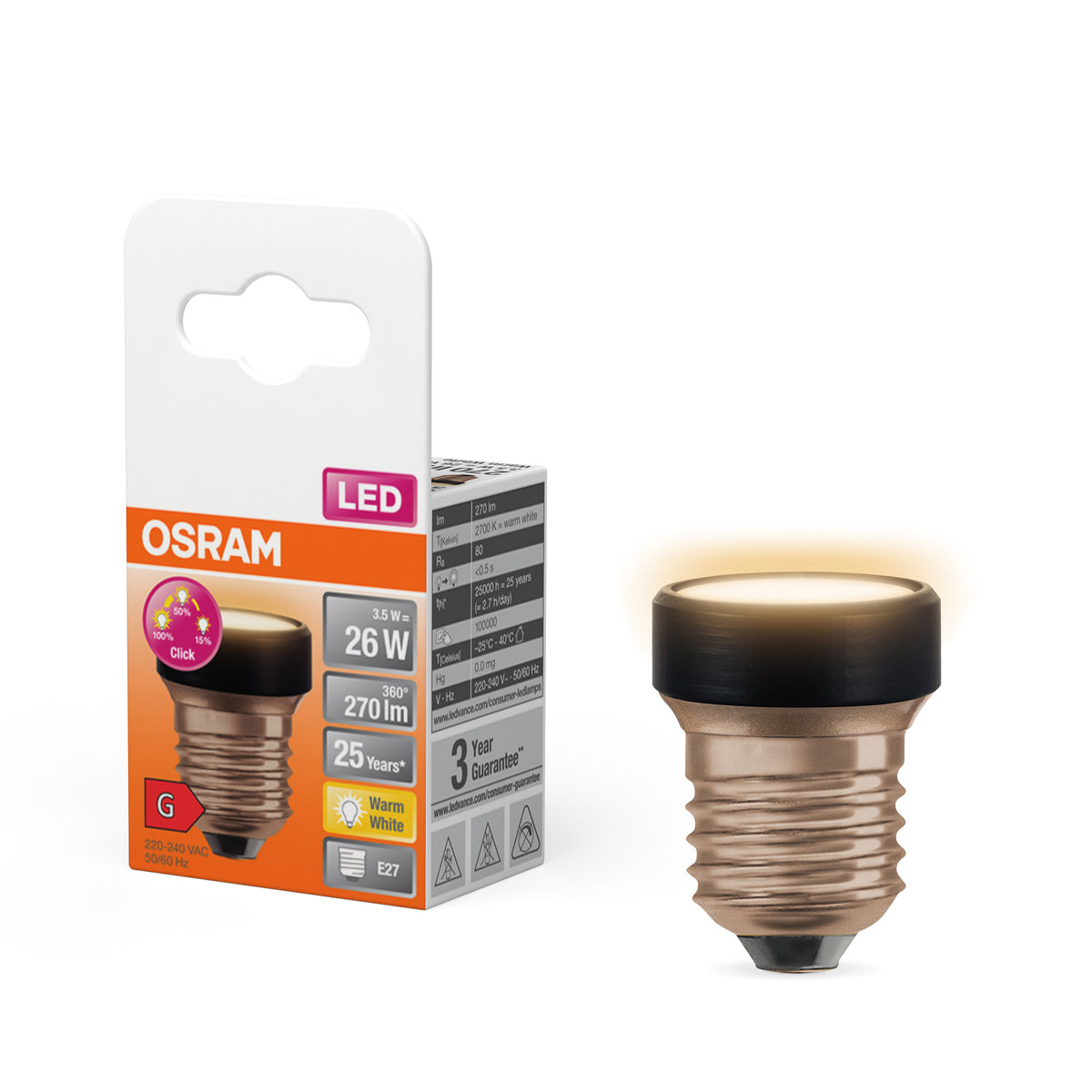 OSRAM LED Star Designlampe Schwarz, Warmweiß, 3.5W, 270lm, Frosted-LEDVANCE Shop