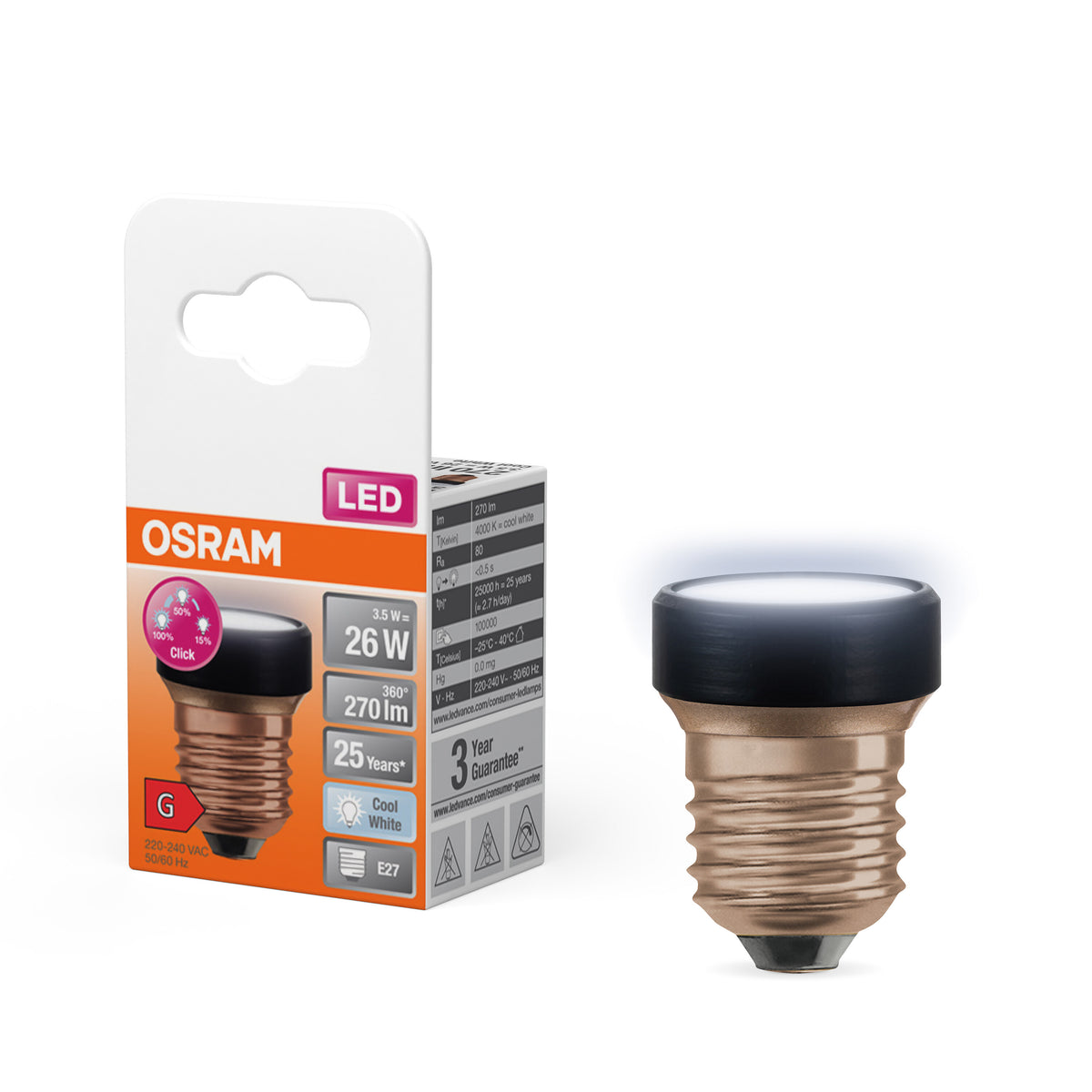 OSRAM LED Star Designlampe Schwarz, Kaltweiß, 3.5W, Frosted, E27-LEDVANCE Shop