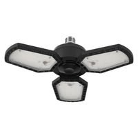 LEDVANCE Highbay Blade Deckenlampe in Schwarz, Aluminium, mit verstellbaren Lichtflügeln, bietet 60 W bzw. 6500 lm in Neutralweiß mit 4000 K, E27 Schraubgewinde, 337. 5 mm Durchmesser, IP20