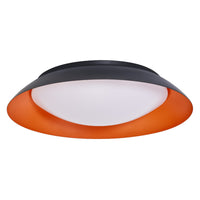 LEDVANCE Orbis Plate LED-Deckenleuchte, schwarz-orange, 45W, 2200lm, 3000K, 480mm, 830 freundliches Warmweiß, durch Kicken in 3-Stufen dimmbar, IP20 Schutz, Montageschrauben und Dübel inklusive