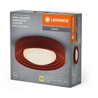 LEDVANCE ORBIS Concrete, braune Beton-Deckenleuchte mit LED, 18W, 1500lm, 3000K freundliches Warmweiß, durch Klicken in 3-Stufen dimmbar, 400mm Durchmesser, IP20 Schutz, für Badezimmer geeignet