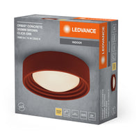 LEDVANCE ORBIS Concrete, braune Beton-Deckenleuchte mit LED, 13W, 800lm, 3000K freundliches Warmweiß, durch Klicken in 3-Stufen dimmbar, 300mm Durchmesser, IP20 Schutz, für Badezimmer geeignet